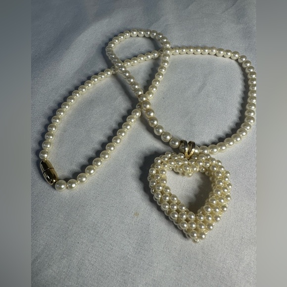 Pearl bead heart pendant convertible necklace - Picture 2 of 5